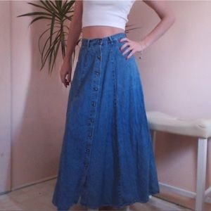 American Eagle Long Button Up Denim Skirt 24”W